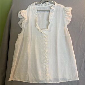 Elegant White Ruffle Sleeve Top 0XL